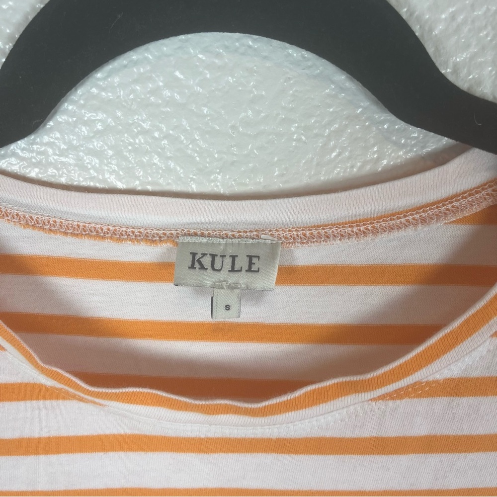 Kule Modern Long-Sleeve Tee Striped Orange and White Women's Small - Picture 3 of 8